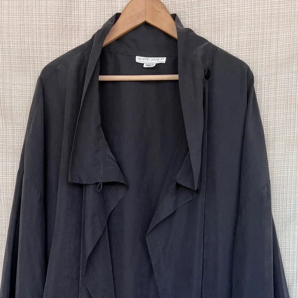 Vintage 90s Maxi Duster Coat Cinched Waist Leather Belt Dark Romance